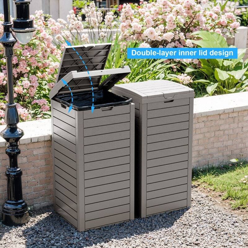 Resin Step On Curbside Trash Can & Recycling Bin