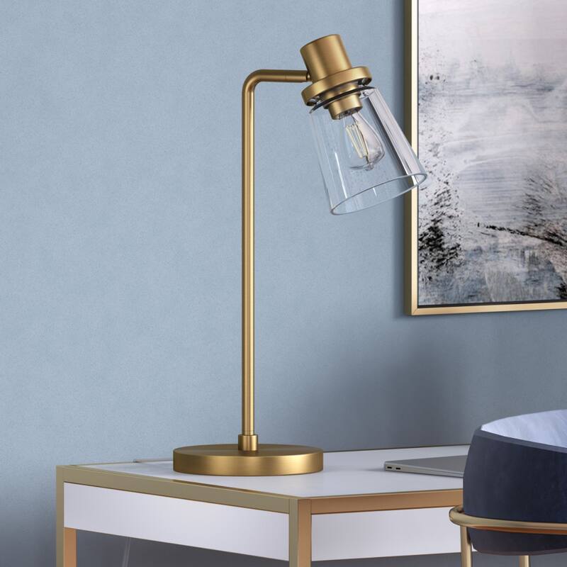 21" Metal Arched Table Lamp With Clear Cone Shade - 7.1" x 7.1" x 21"