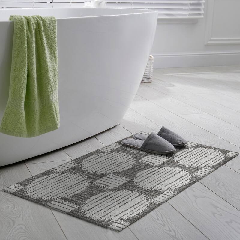 Indoor/ Outdoor Yuma Circles Washable Rug - 1'8" x 2'6" - Gray