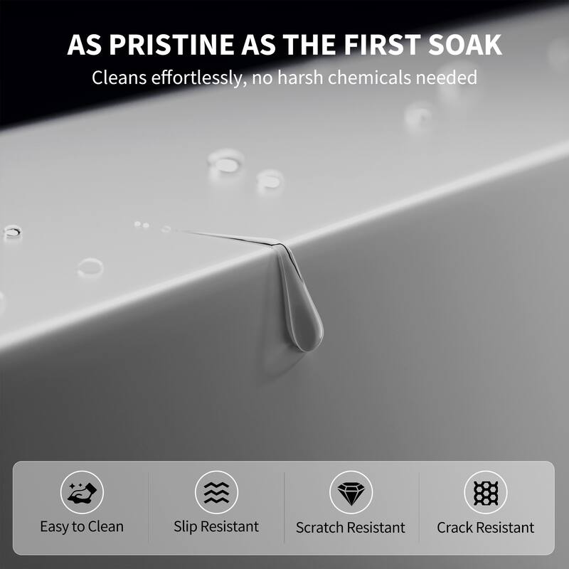 65" Matte Grey Solid Surface Bathtub