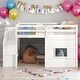 preview thumbnail 1 of 16, Modern Playful Design Twin Size Loft Bed With Storage Staircase And Window for Bedroom White