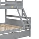 preview thumbnail 6 of 13, Grey Twin Over Full Bunk Bed with Safety Guardrail & Ladder, Wooden Bunk Bed Frame w/ Trundle, Convertible to 2 Separated Beds