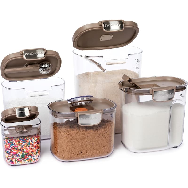 ProKeeper+ 9 Piece Clear Plastic Airtight Food Flour and Sugar Baker's Kitchen Storage Organization Container