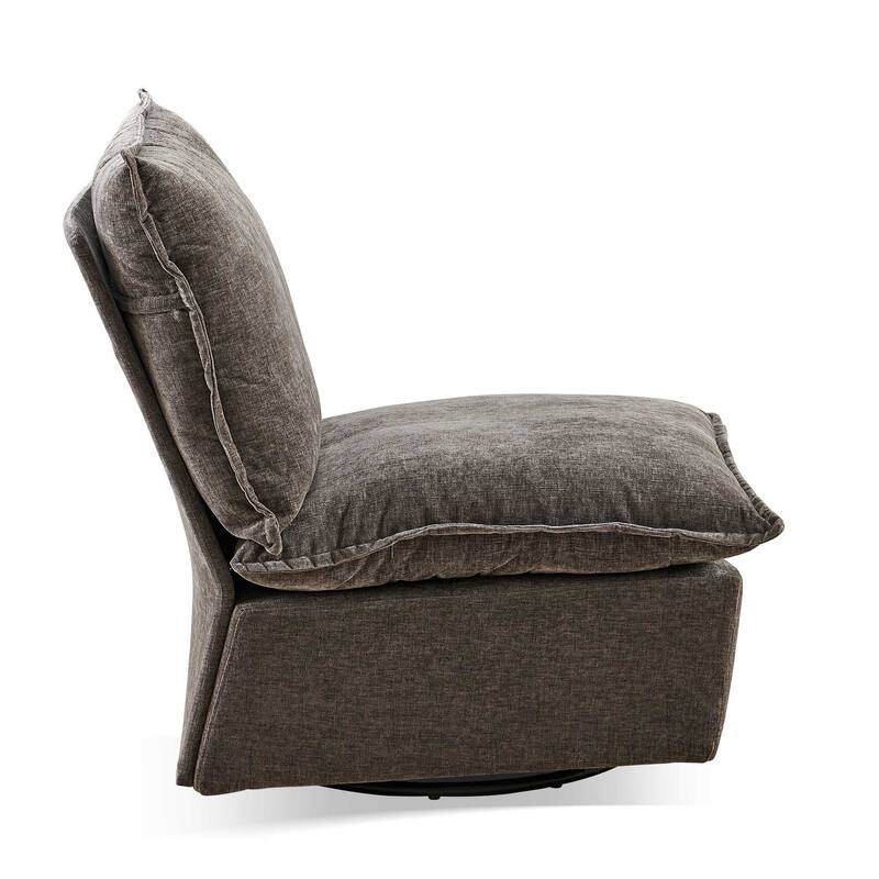 Modern 28.74" Upholstered Chenille 360 Swivel Rocking Chair with Metal Legs for Living Room
