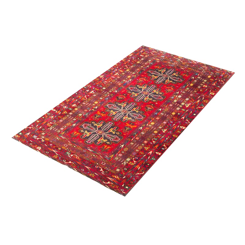 ECARPETGALLERY Hand-knotted Teimani Red Wool Rug - 3'7 x 6'5