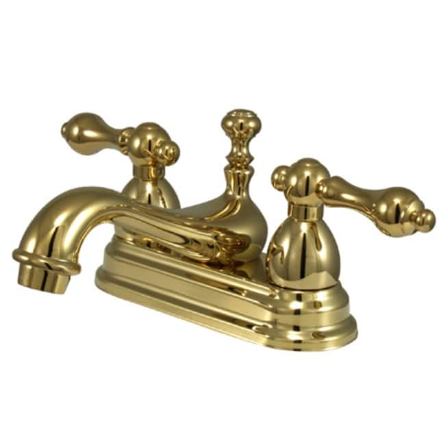 Elements Of Design Double Handle 4" Centerset Bathroom Faucet with - Polished Brass (PVD)