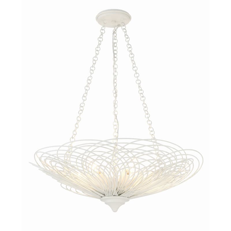 Doral 6 Light Matte White Chandelier - 24"W x 10"H x 24"D