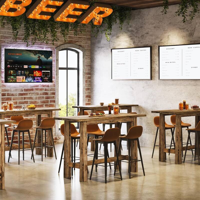 63" Long Industrial Solid Wood Bar Table for Kitchen, Home Bar, Café or Restaurant