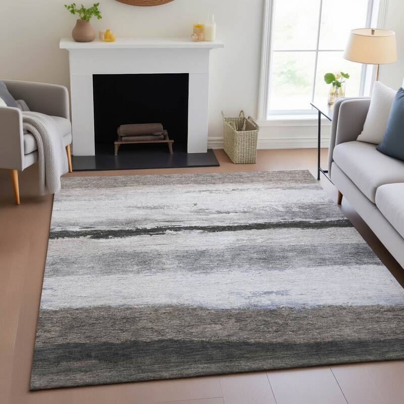 Machine Washable Indoor/Outdoor Watercolor Ombre Chantille Rug