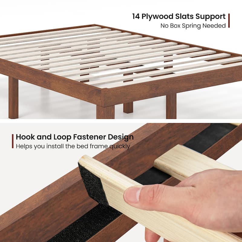 Gymax 14'' Full Size Wooden Platform Bed Frame w/ Strong Slat Support