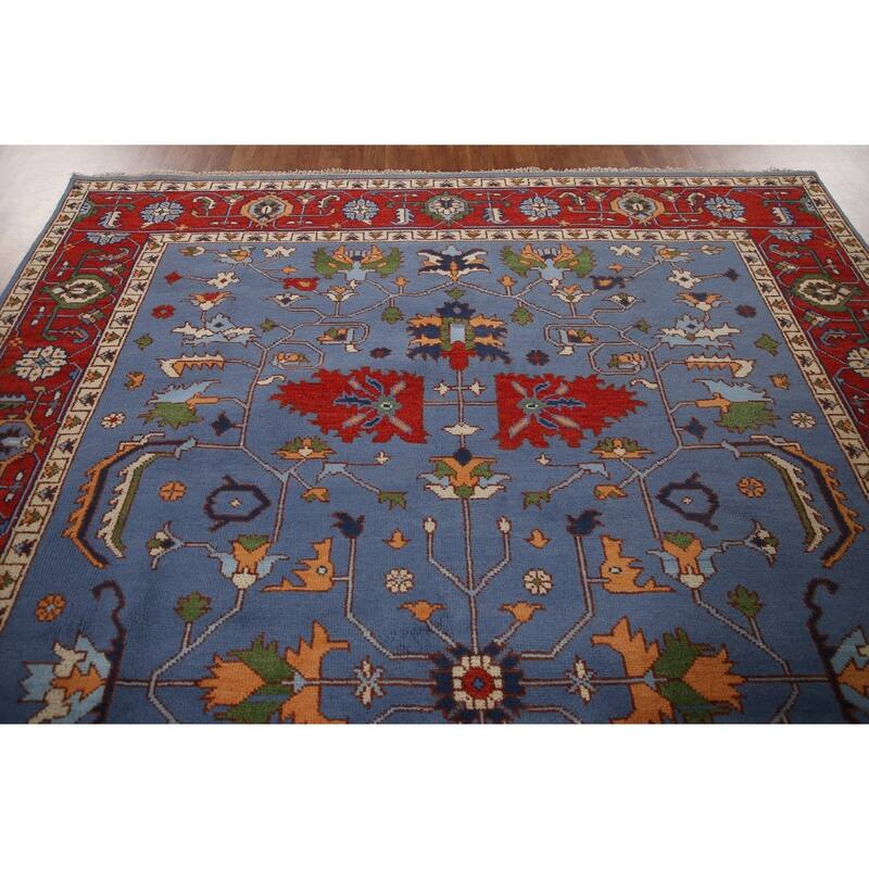 Blue Heriz Serapi Area Rug Hand-Knotted Wool Carpet - 8'9"x 11'11"
