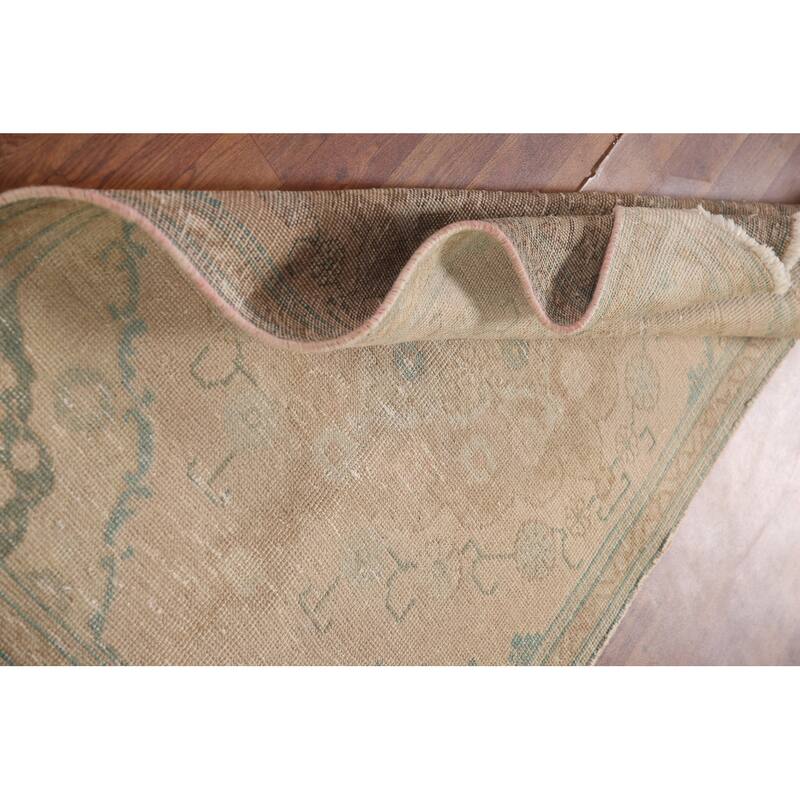 Hand Knotted Oriental 100% Wool Carpet Traditional Medallion Peach Tabriz Area Rug - 4' 8'' X 3' 2''