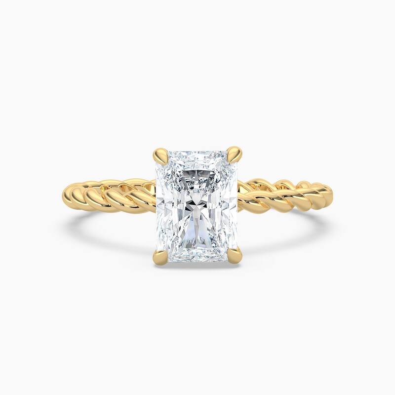 Auriya 14K Gold Lab Grown Diamond Radiant Cut Twisted Hidden Halo Engagement Ring 1.04 - 5.04ct. tw. (F-G, VS) - 2.00 carats - 7 - Yellow