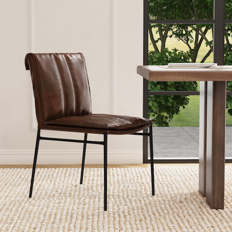 Classic Home Tuscan Genuine Leather Dining Chair (Set of 2) - Brown