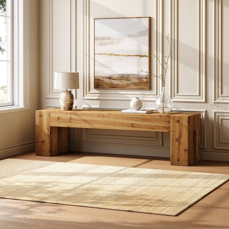 Solid Wood TV Stand, 63" Rustic Extra Long Media TV Consoles Table