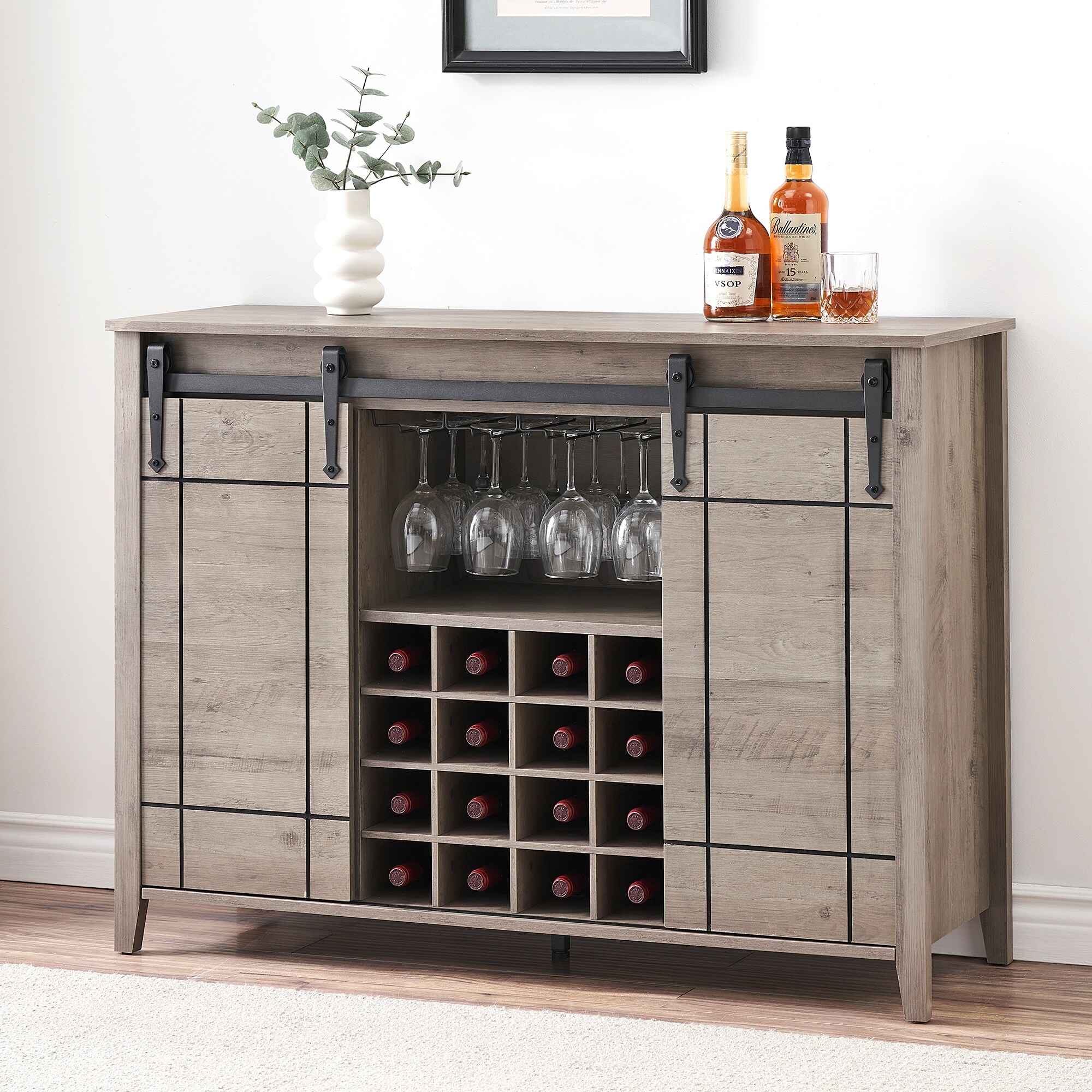 Barn door wine cabinet sales