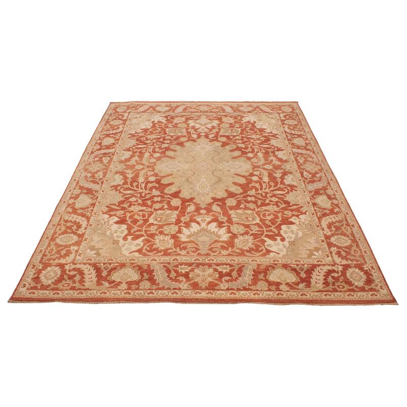 ECARPETGALLERY Hand-knotted Peshawar Oushak Copper Wool Rug - 8'9 x 11'8