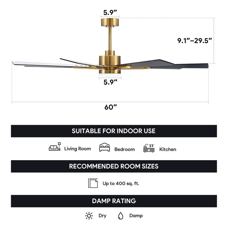 CO-Z 60'' 8-Blade Large Windmill Ceiling Fan with LED Lights and Remote for Living Room