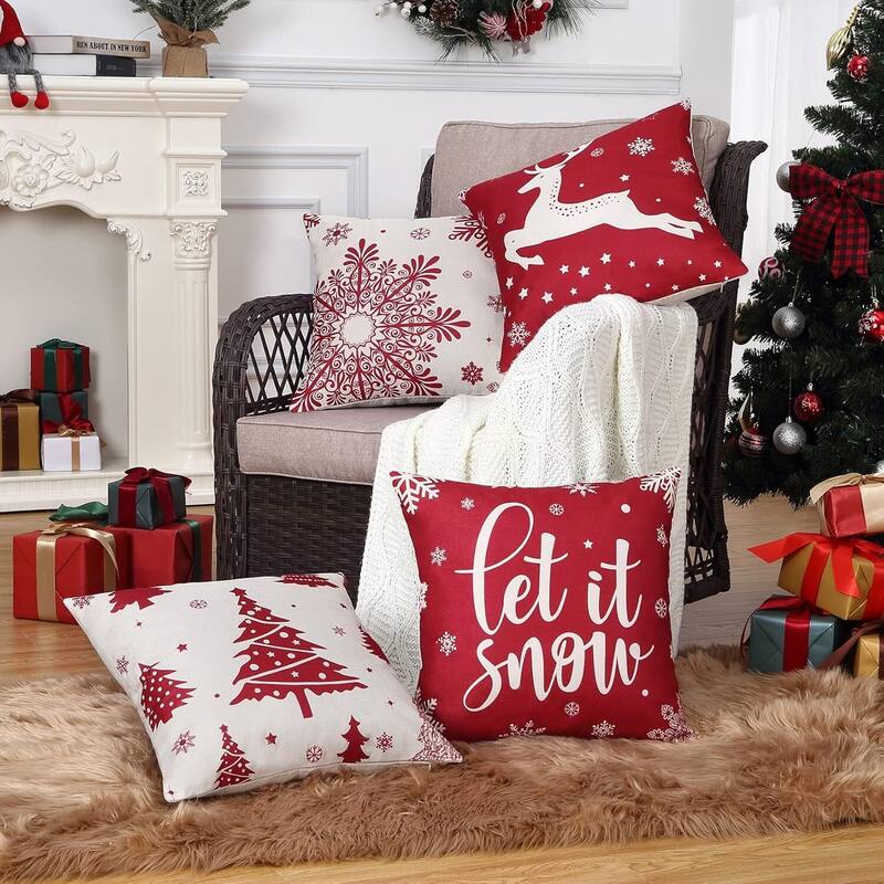18x18 inch Xmas Winter Holiday Decorations Pillow Covers, Pillow Case