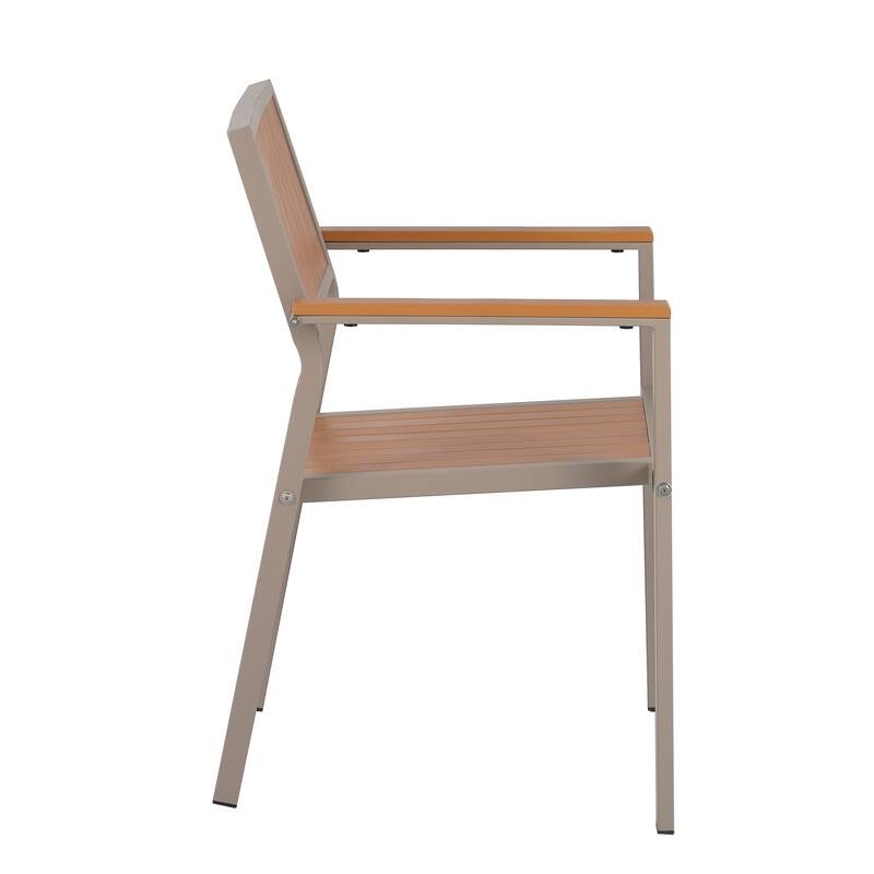 Outdoor Dining Set with 6 Chairs and X-Shaped Legs Extendable Table, Aluminum Patio Dining Table Set