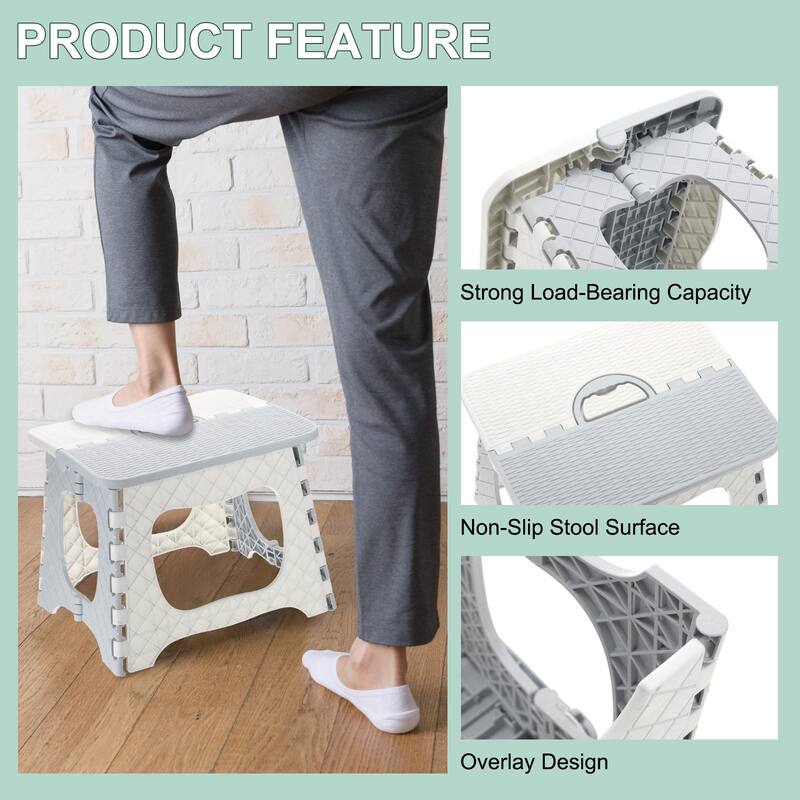 9" Folding Step Stool for Bathroom 275 lbs Capacity Indoors/Outdoors - 11 x 9.3 x 9.1inch