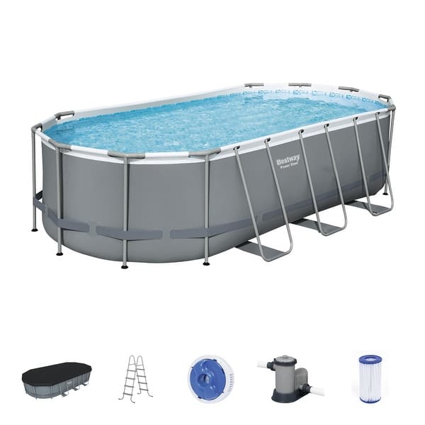 Bestway Power Steel 18' x 9' x 48 Oval Above Ground Outdoor Swimming Pool Set