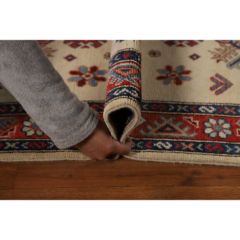 Ivory Kazak Oriental Runner Rug Hand-Knotted Wool Carpet - 2'9"x 7'10"