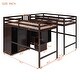 preview thumbnail 8 of 7, Espresso Double Twin Size Solid Pine Wood Loft Bed with 2 Wardrobes and Storage Staircase, Full-Length Guardrail
