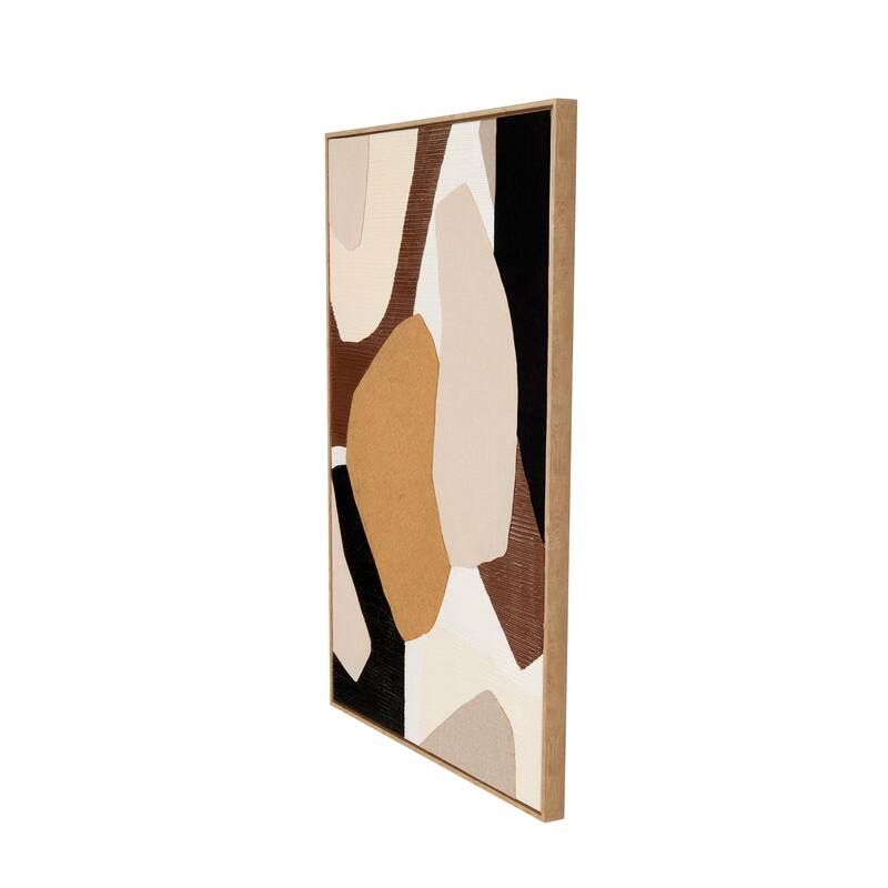 Wooden Geometric Abstract Overlapping Circle Wall Art with Cream Accents - Brown - Roche River Decor