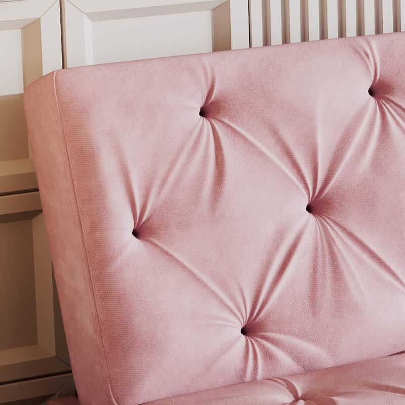 66" Pink Velvet Sofa Bed with Storage, USB-C Ports for Small Spaces
