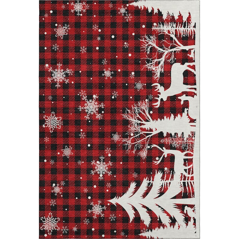 Premium Washable Super Soft Winter Reindeer Tree Mayfield Rug