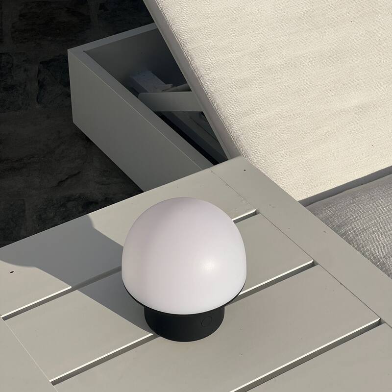 Portobello 6.6 in Matte Black Modern Portable Indoor/Outdoor Integrated LED Bedside Table Lamp with Built-In Dimmer