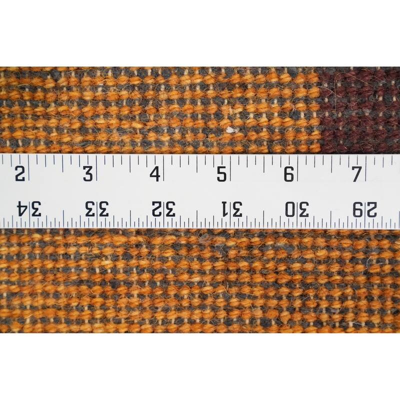 Hand Knotted Oriental 100% Wool Carpet Modern Geometric Oranges & Rust Gabbeh Area Rug - 6' 0'' X 3' 9''