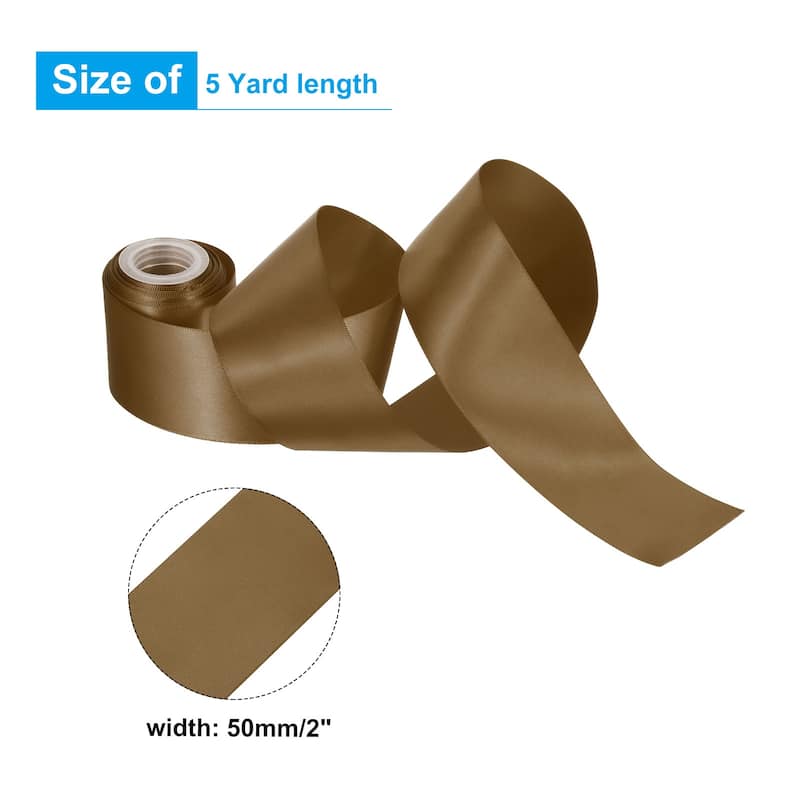 2" 5 Yard Double Faced Solid Satin Ribbon Polyester Fabric - Light Brown