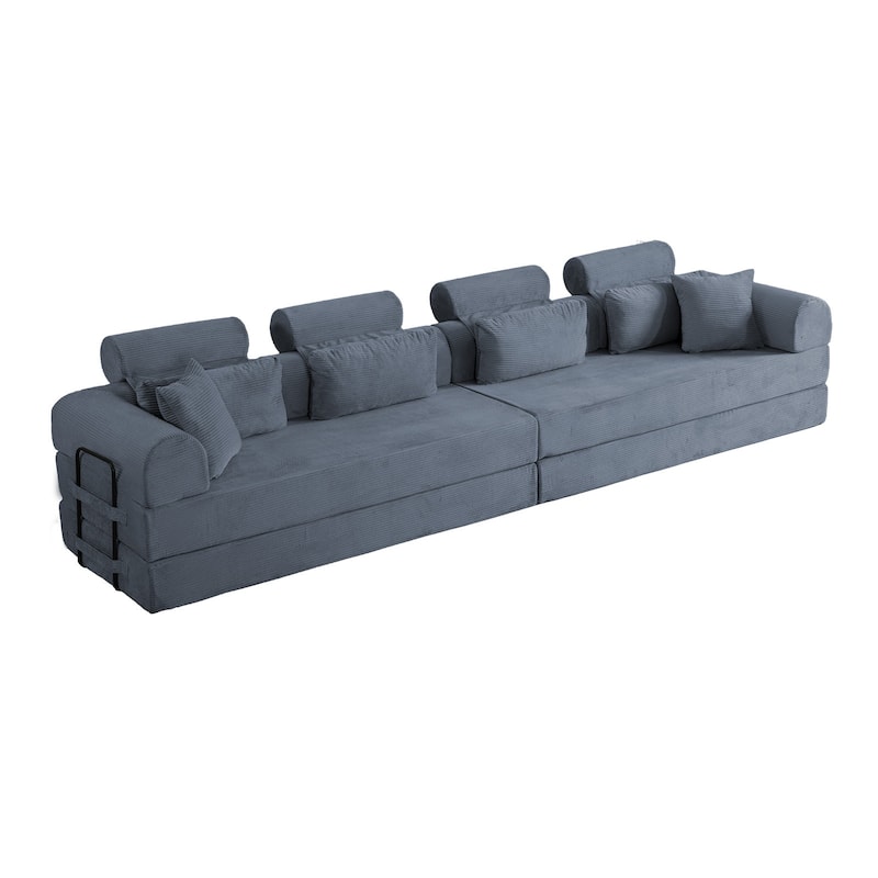 L shape Modular Sectional Sofa, Compressed Sectional Sofa Corduroy Couch, Unfold into a bed, Comfy Compressed Sofa Couch