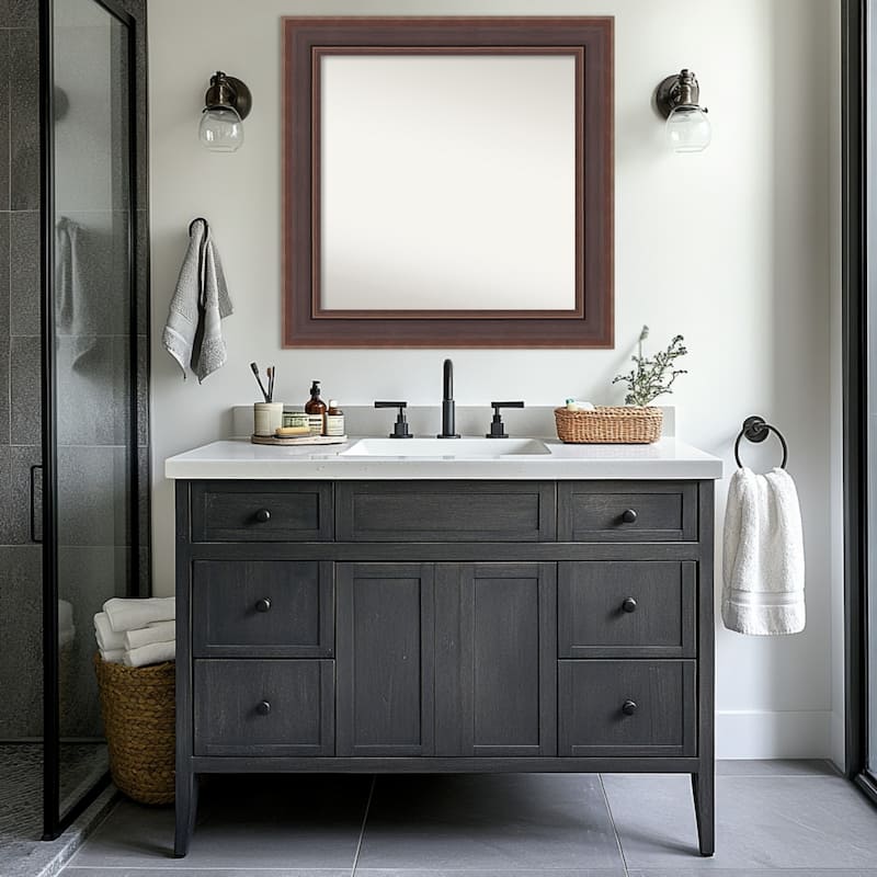 Moab Brown Bronze Non-Beveled Framed Bathroom Vanity Wall Mirror - Moab Brown Bronze