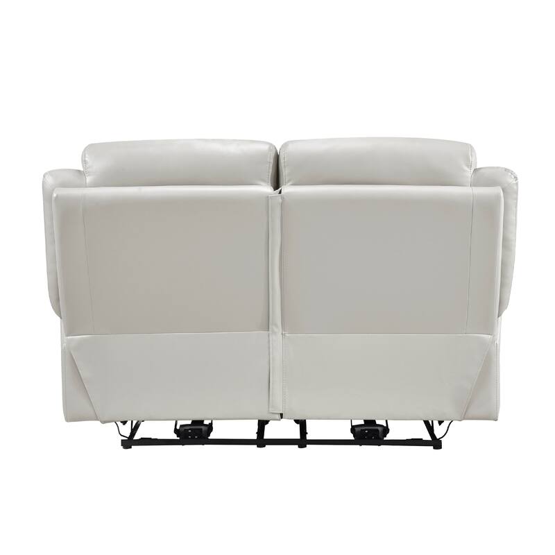 Conia Power Dual Recliner Loveseat, Light Silver Leather, USB, 63 Inch