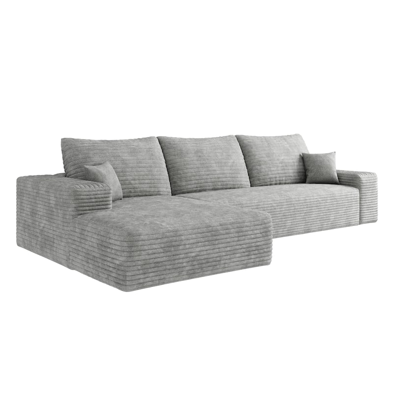 107" Cloud Chaise Sectional Sofa, Ergonomic Seat Tool-Free Assembly