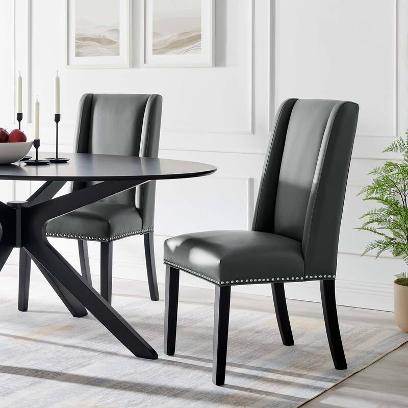 Baron Dining Chair Vinyl Set of 2 - Gray