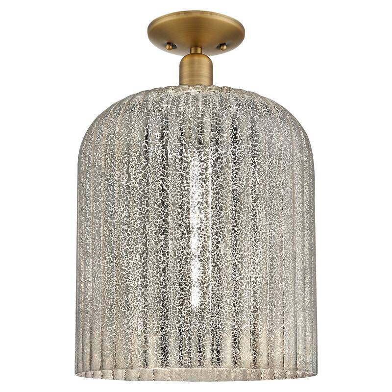 Innovations Lighting Downtown Urban - Bridal Veil - 1 Light 12" Semi-Flush Mount Light - Brushed Brass/Mercury Shade
