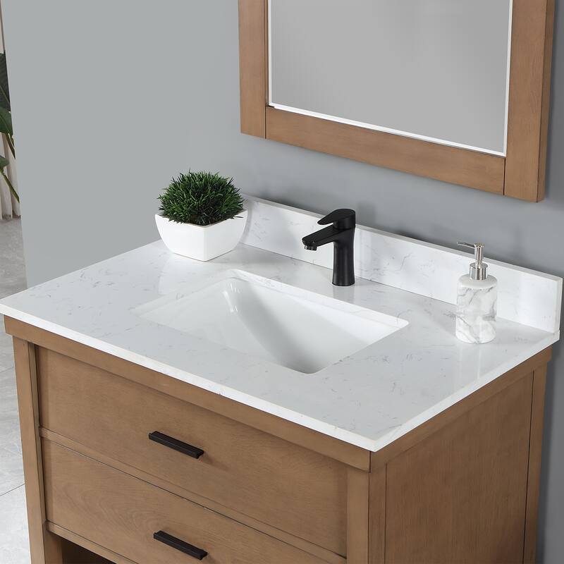 Altair Kesia Bathroom Vanity with Composite Stone Countertop with Mirror