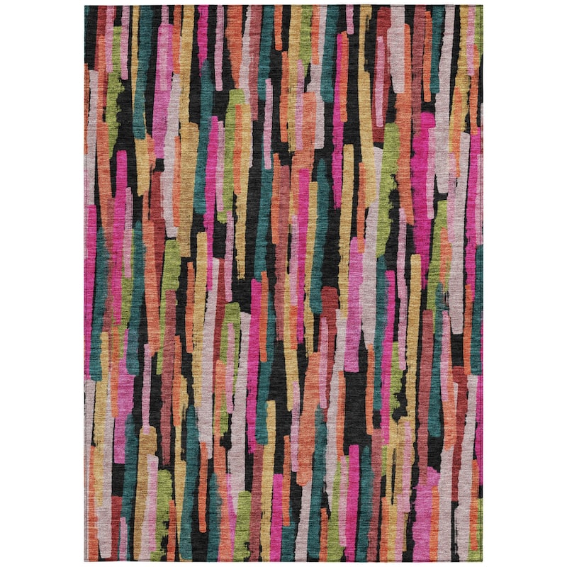 HomeRoots Striped Transitional Rectangle Outdoor Rug