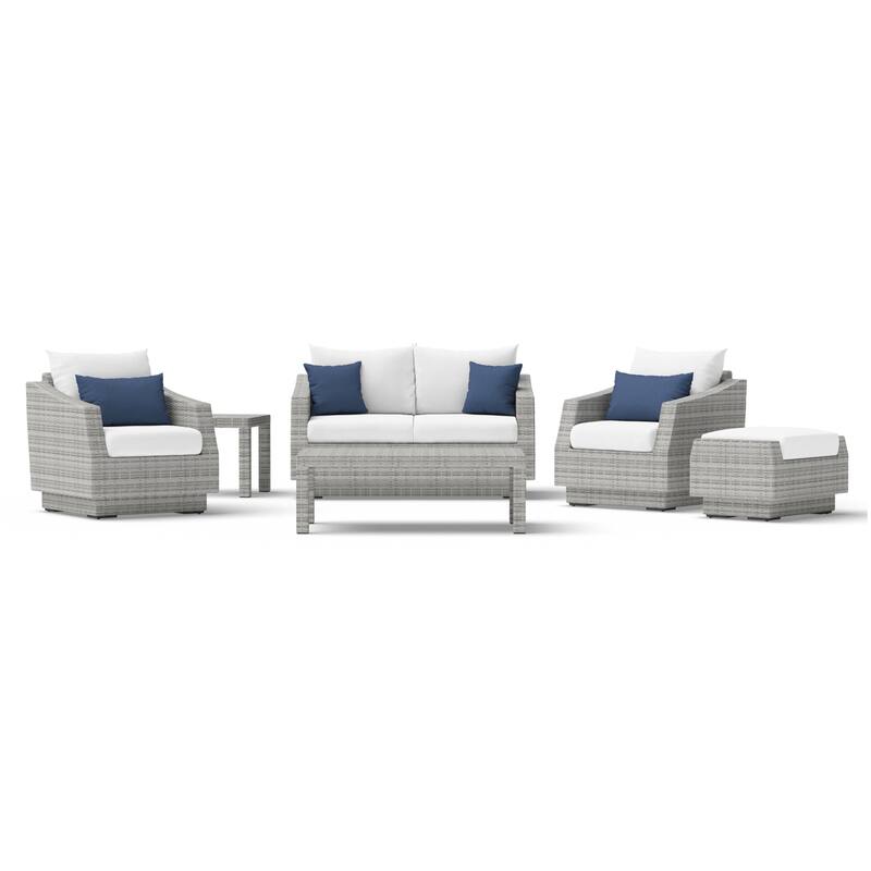 Cannes 6 Piece Sunbrella Outdoor Patio Love & Club Seating Set