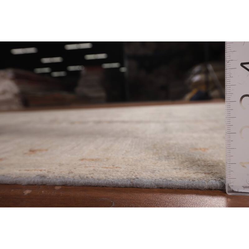 Vegetable Dye Oushak Turkish Rug Handmade Oriental Beige Wool Carpet - 5'11"x 8'8"