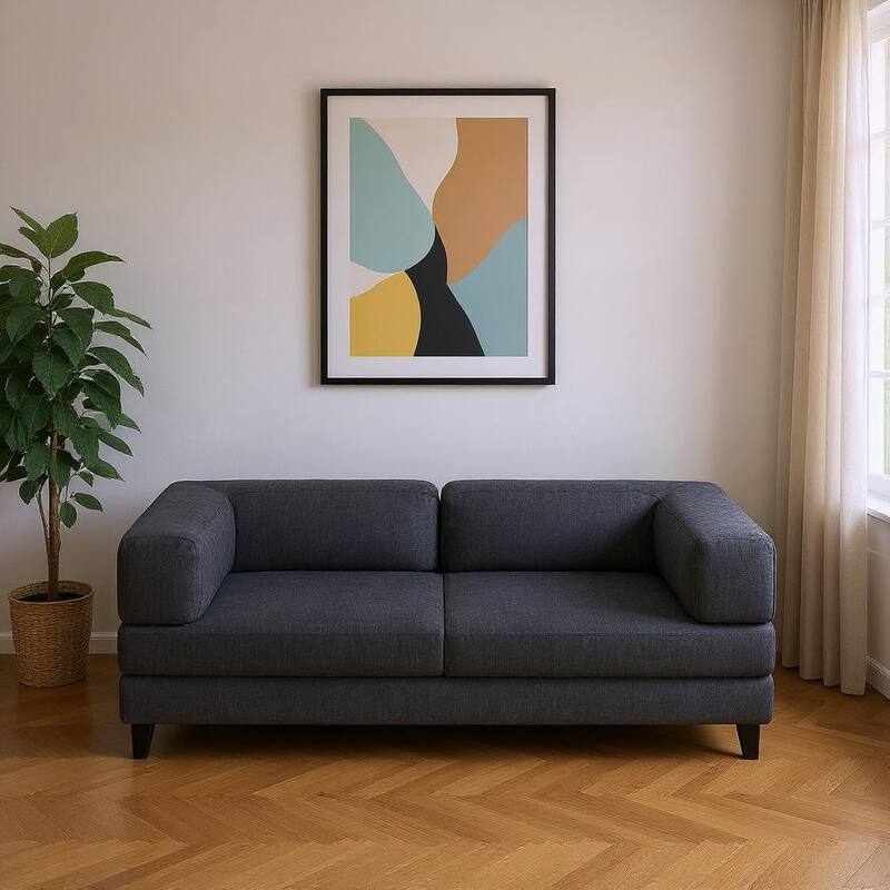 HomeRoots 82" Gray Chenille Modular Stainless Steel Sofa - Gray