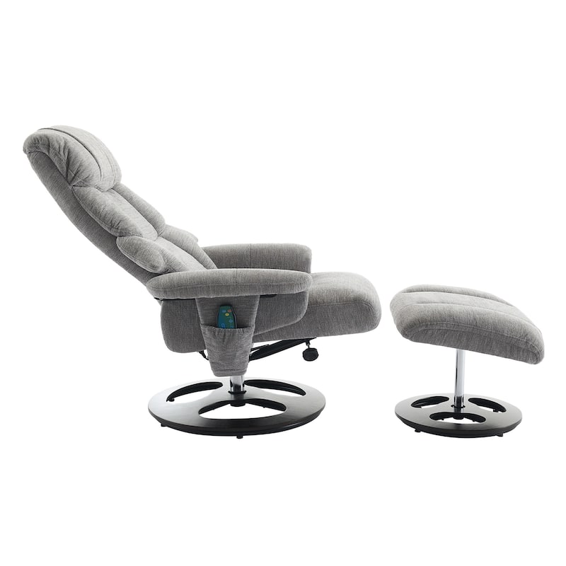 Chenille 360° Swivel Massage Recliner Chair with Ottoman, Massage and Heated Seat