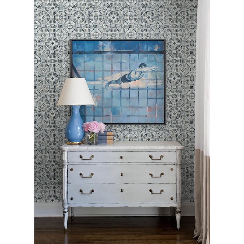 Chesapeake Sandee Navy Medallion Wallpaper