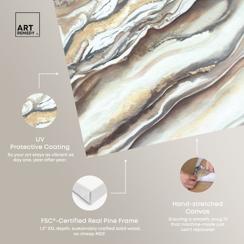 Art Remedy Neutral Lines I Gallery Wrapped Boho Abstract 1 Piece Canvas Wall Art