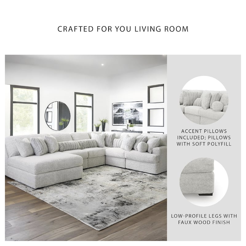 Signature Design by Ashley Snodoodle Gray 6-Piece Sectional with Chaise - 156" W x 113" D x 40" H