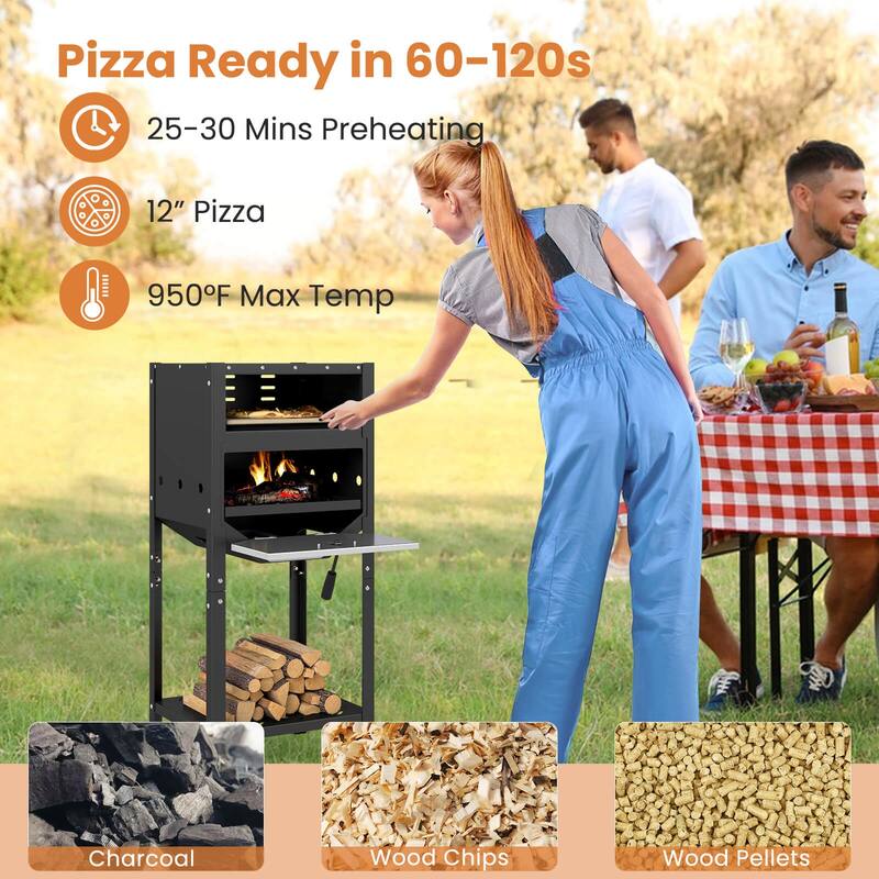 Costway 12" Outdoor Pizza Oven with Ash Tray & Wood Storage Pizza - See Details